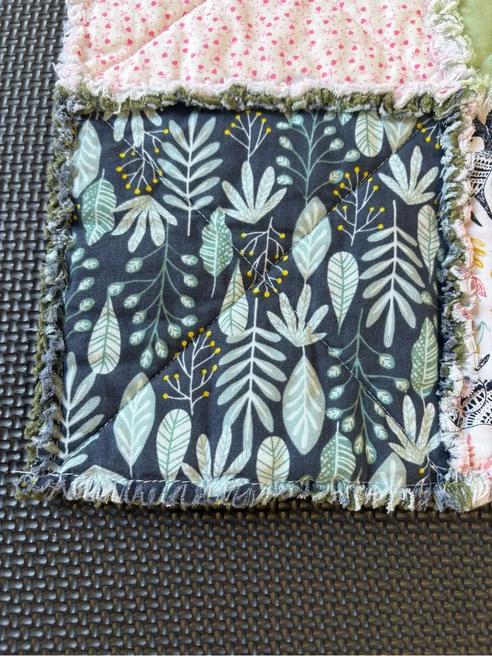 NEW Handmade Cotton Patchwork Baby Rag Quilt - Greens, Blues, Pinks & Whites